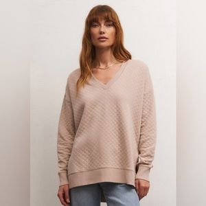 Z Supply Quilted Modern V Neck Weekender - Almond Small NEW w tags!